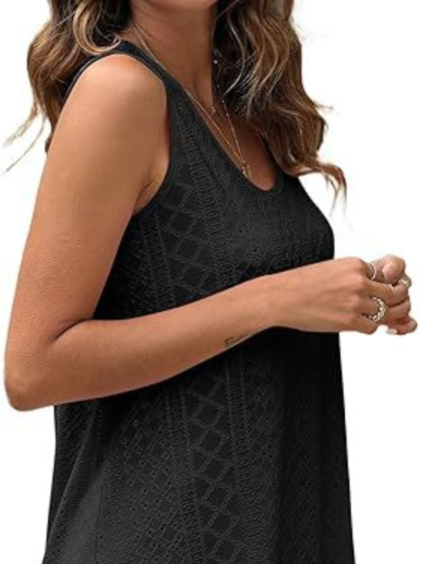 Eyelet Scoop Neck Tank  Shop One Place