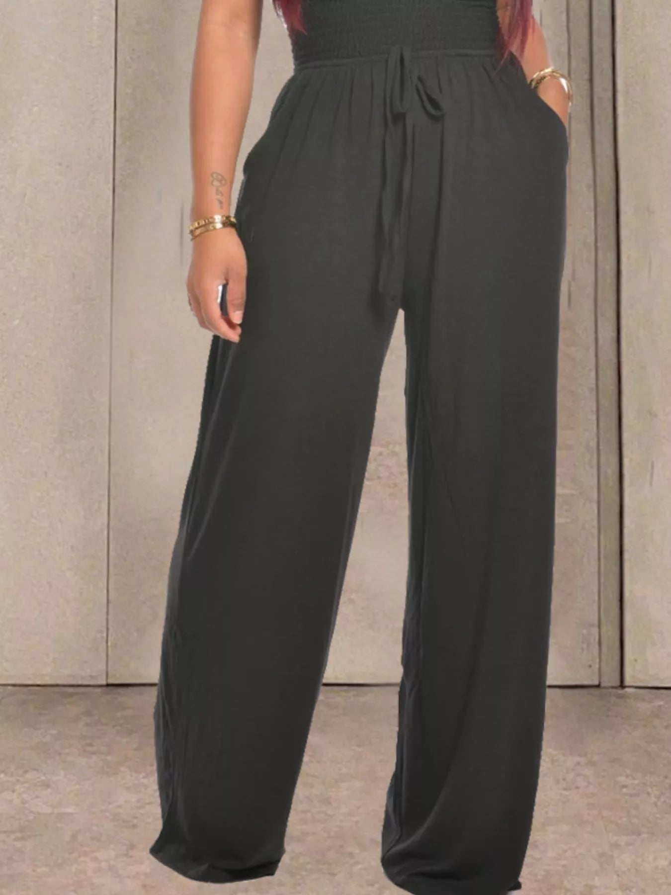 Strapless Smocked Wide-Leg Jumpsuit  Shop One Place