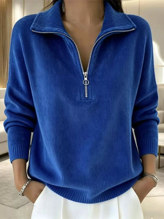 Full Size Corduroy Quarter-Zip Sweatshirt Plus Size  Shop One Place