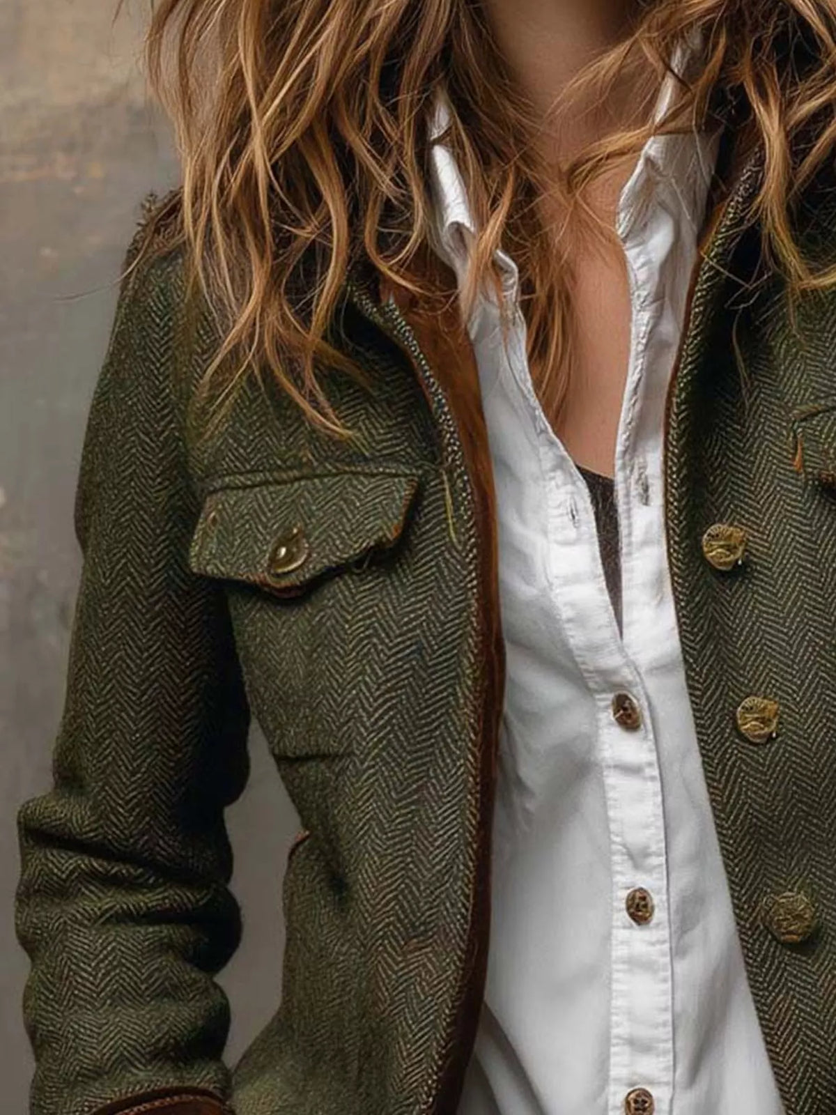 Women's Vintage Herringbone Tweed Blazer – view 4