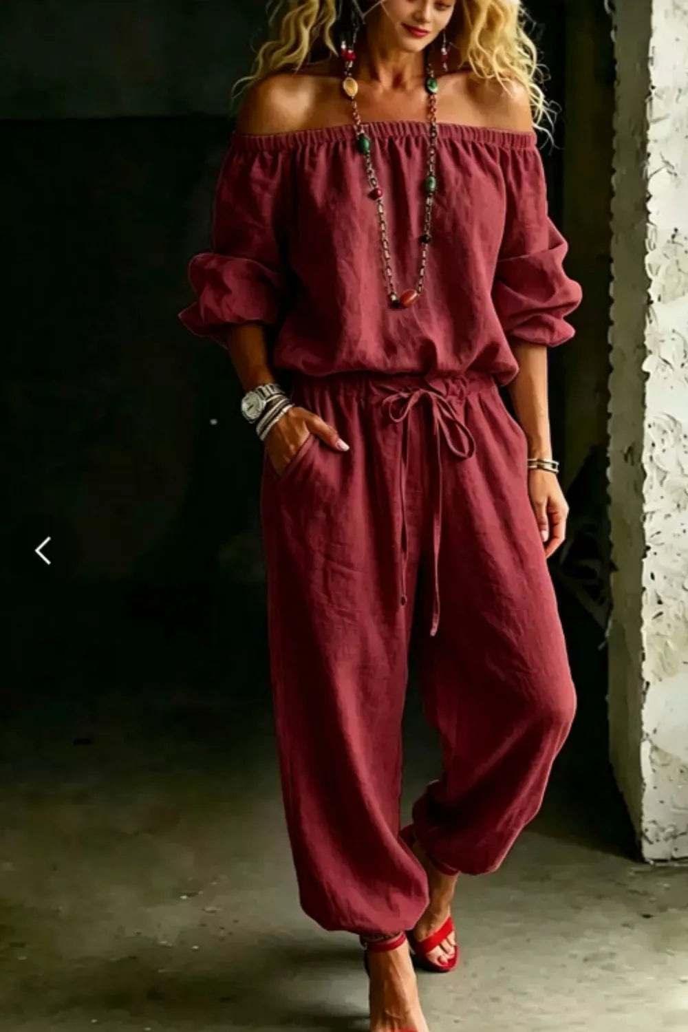 Full Size Off-Shoulder Top and Pants Set Plus Size  Shop One Place