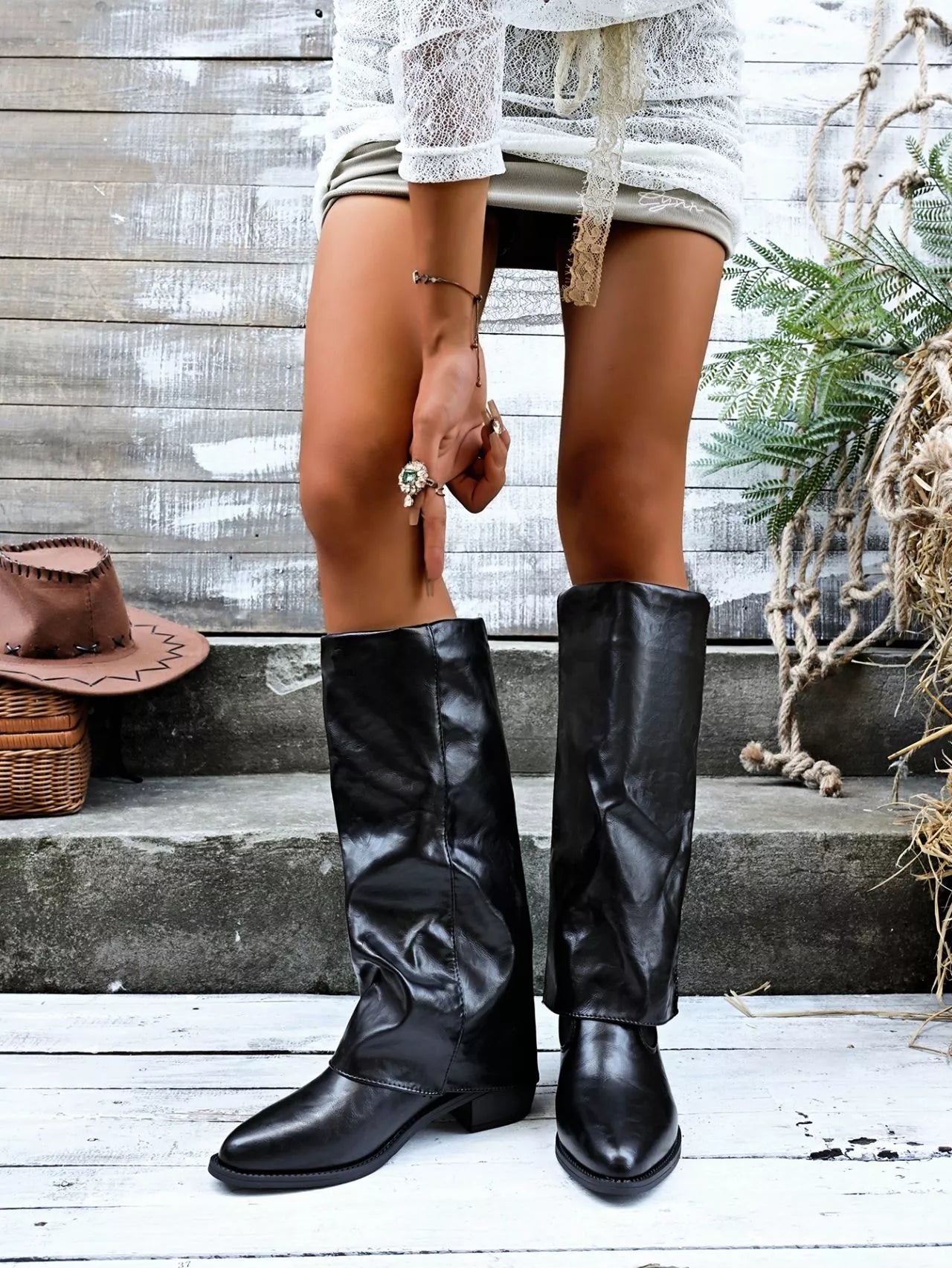 Point Toe Block Heels Boots  Shop One Place