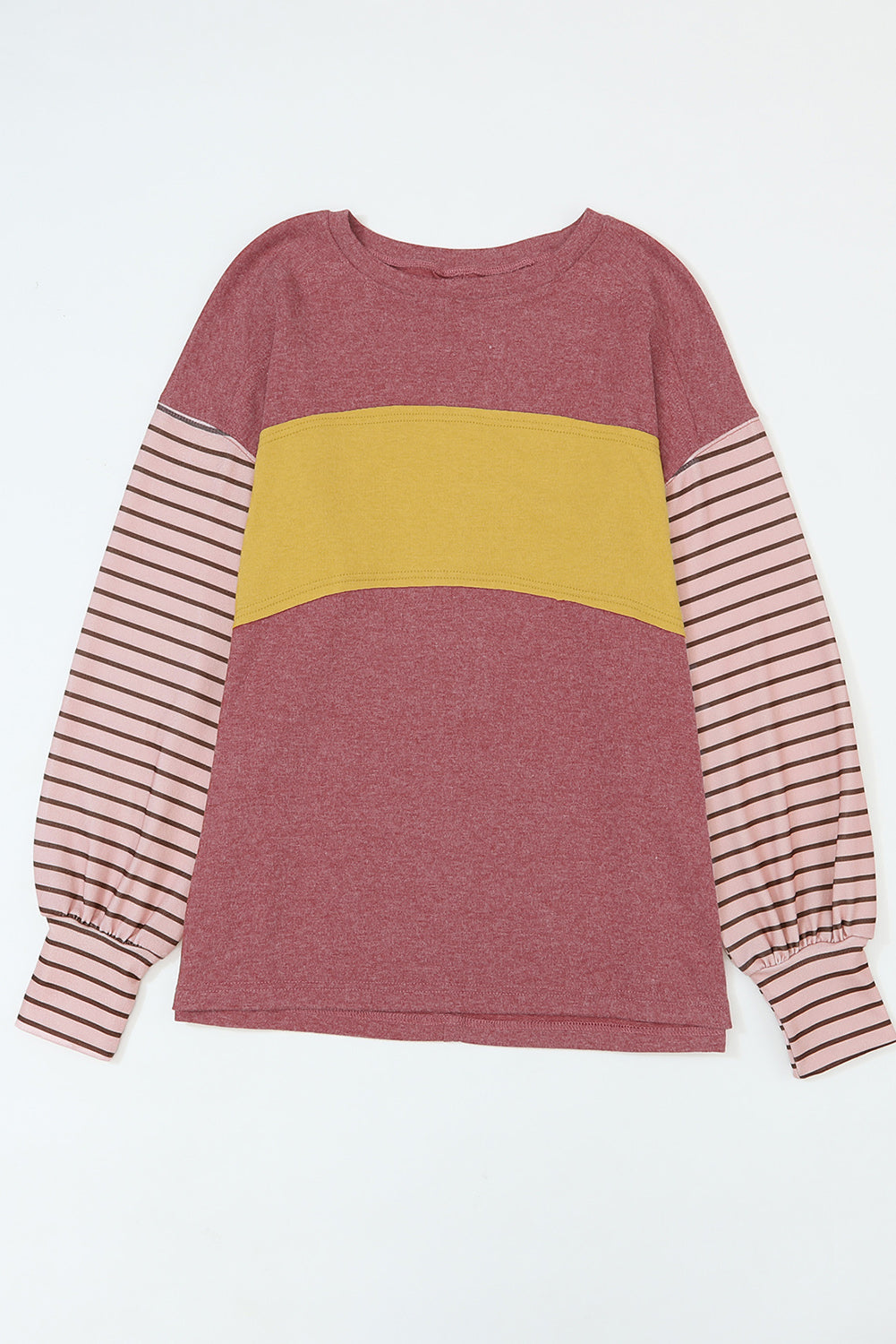 Colorblock Striped Bishop Sleeve Top