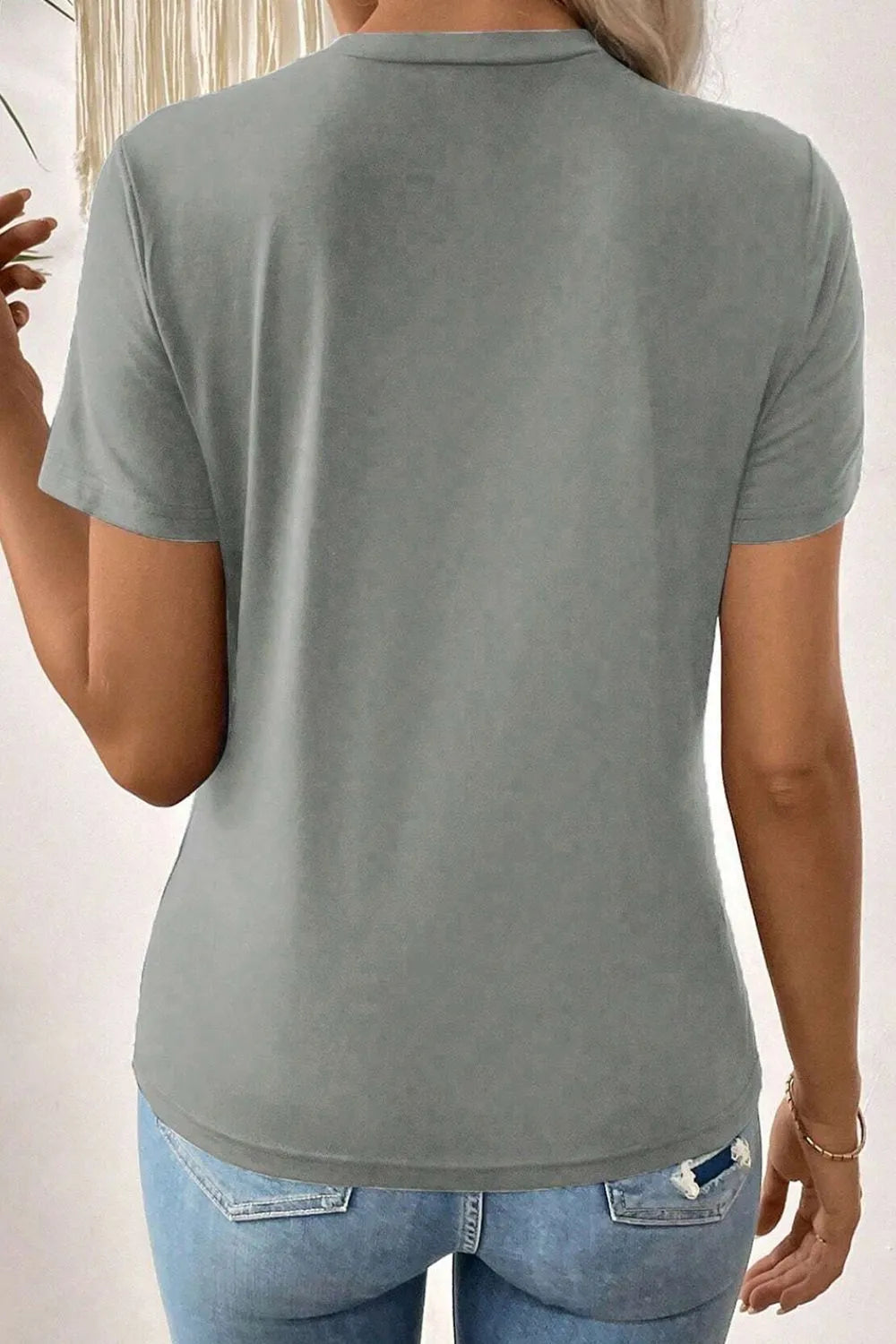 Solid Color Round Neck T Shirt  Shop One Place