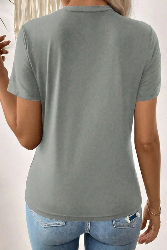 Solid Color Round Neck T Shirt  Shop One Place