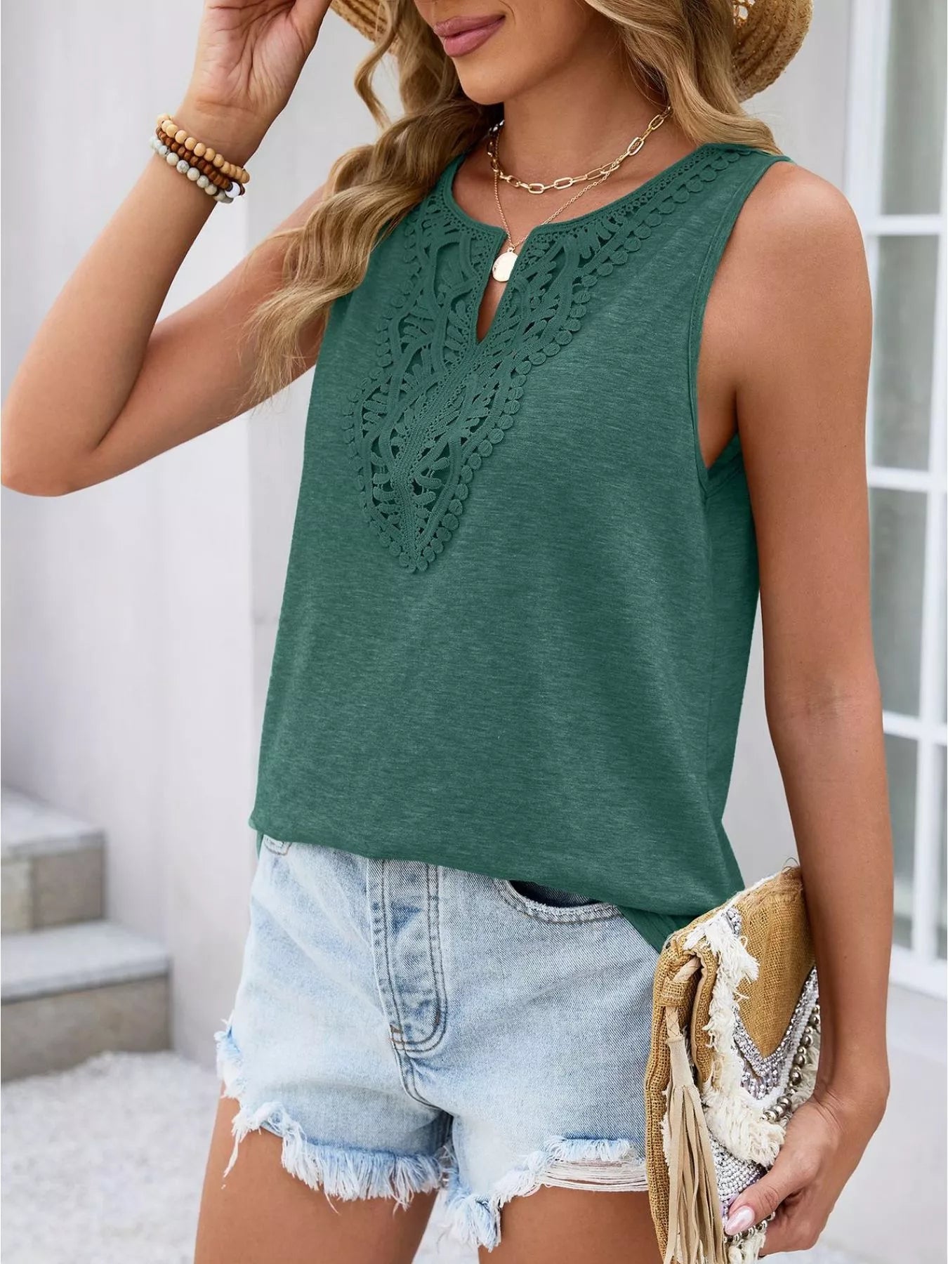 Lace Trim Sleeveless Tank Top  Shop One Place
