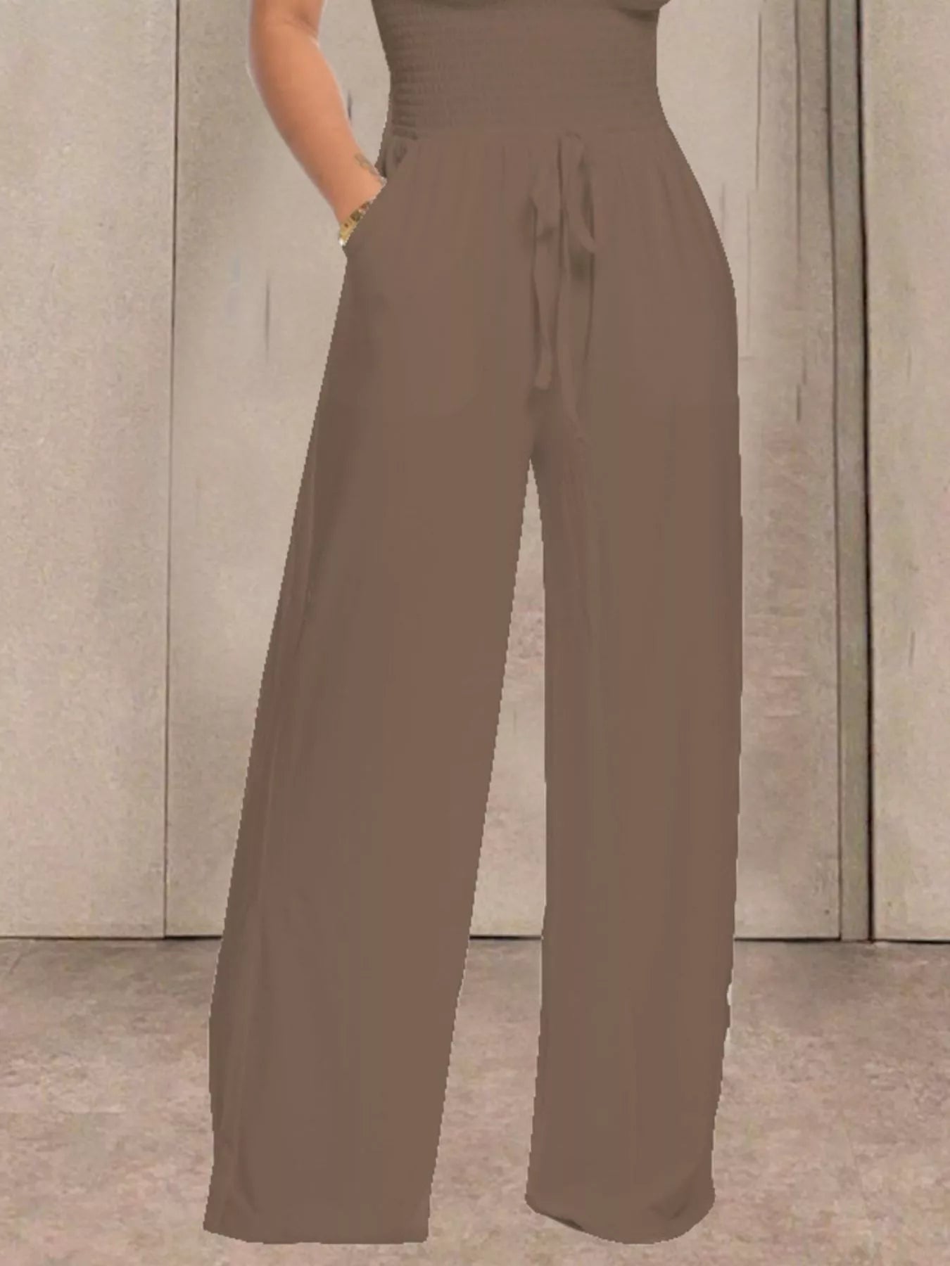 Strapless Smocked Wide-Leg Jumpsuit  Shop One Place