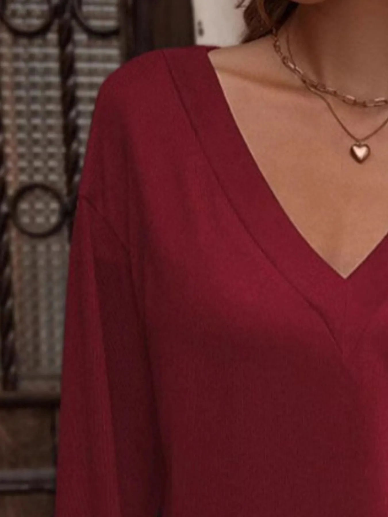 V-Neck Long Sleeve T-Shirt  Shop One Place