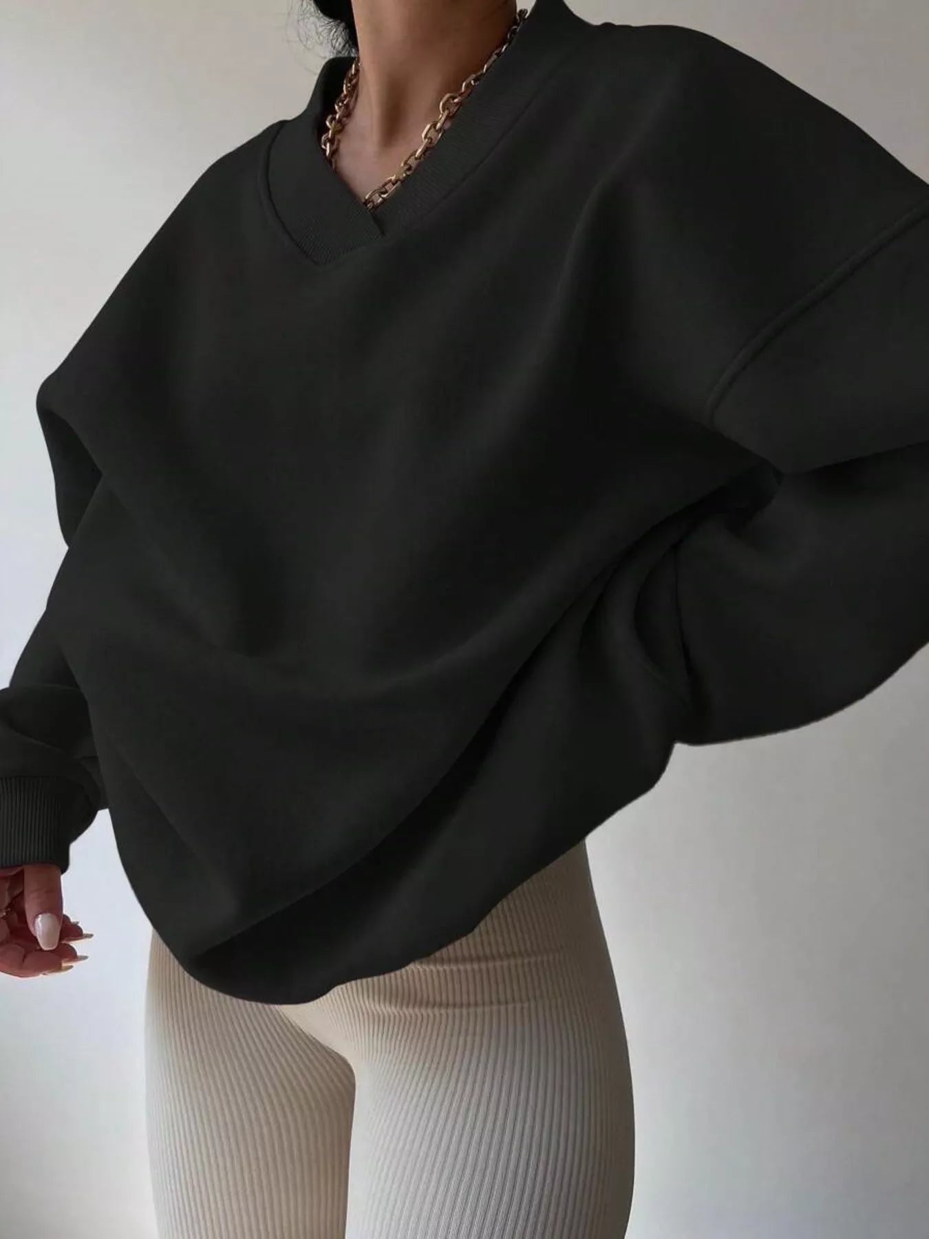 Dropped Shoulder Long Sleeve Oversized Sweatshirt  Shop One Place