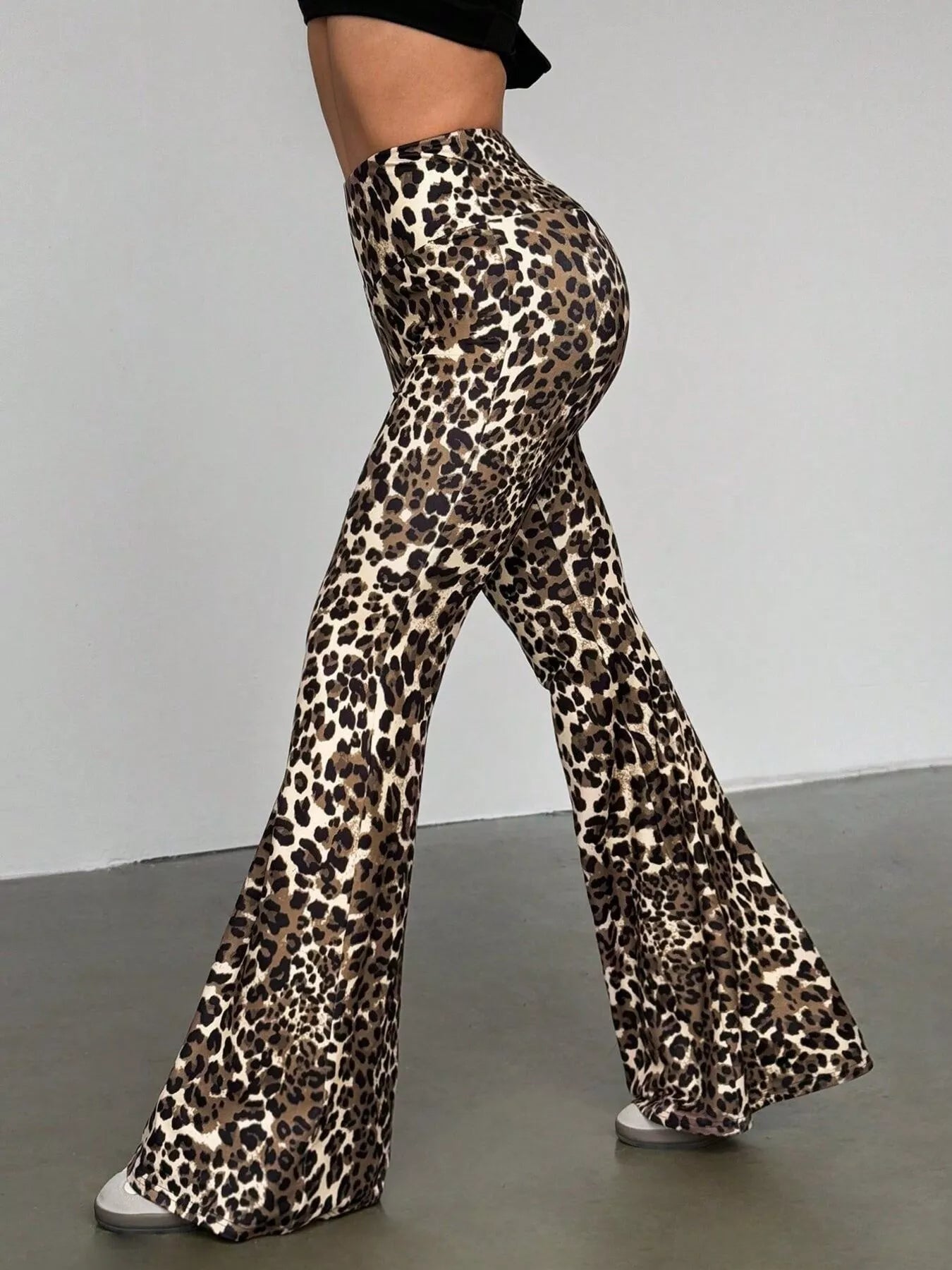 Leopard Print High Waist Flare Pants  Shop One Place