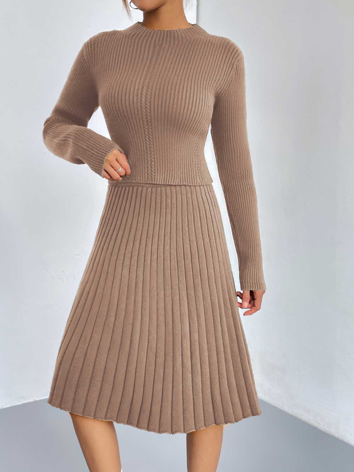 Rib-Knit Sweater and Skirt Set  Shop One Place
