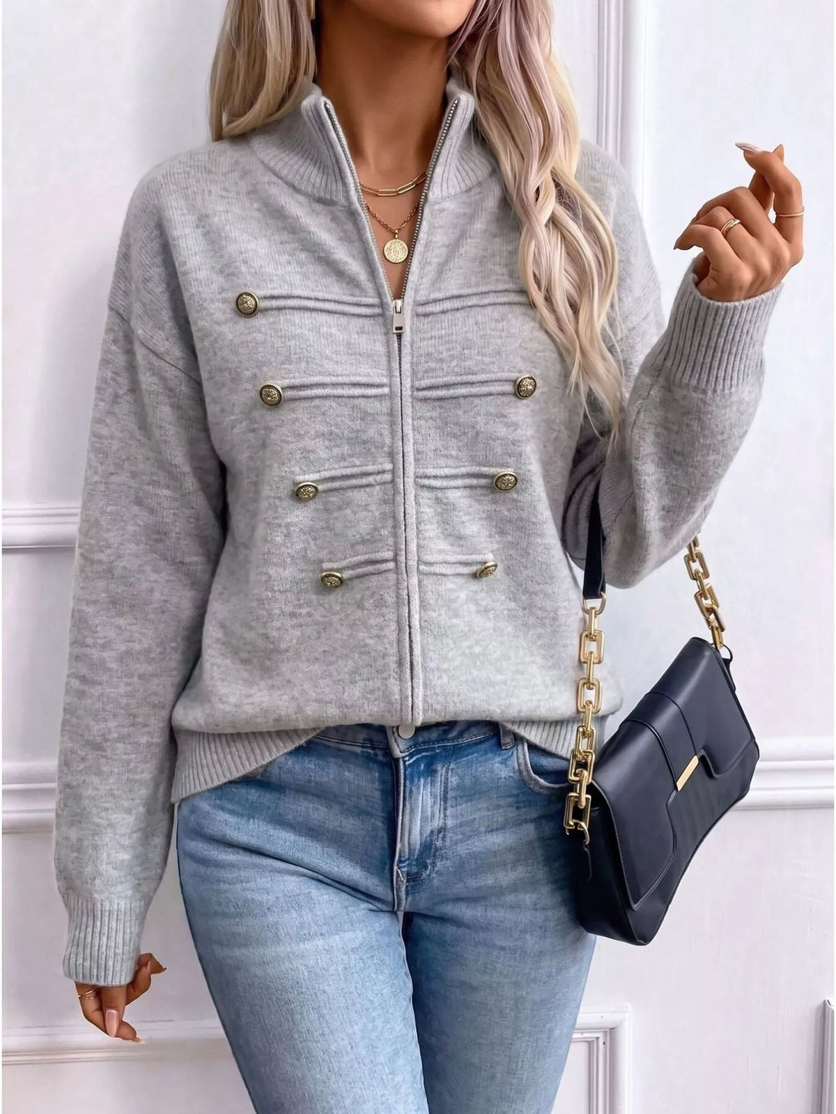 Women's Zip-Up Knit Cardigan – view 9