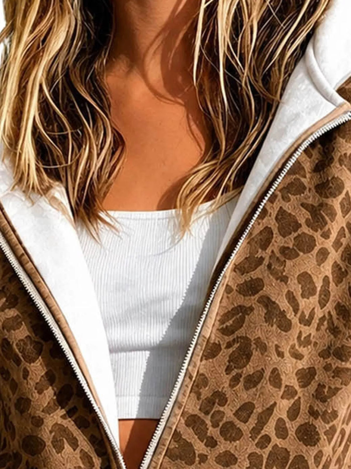 Women's Leopard Print Zip-Up Hoodie – view 15