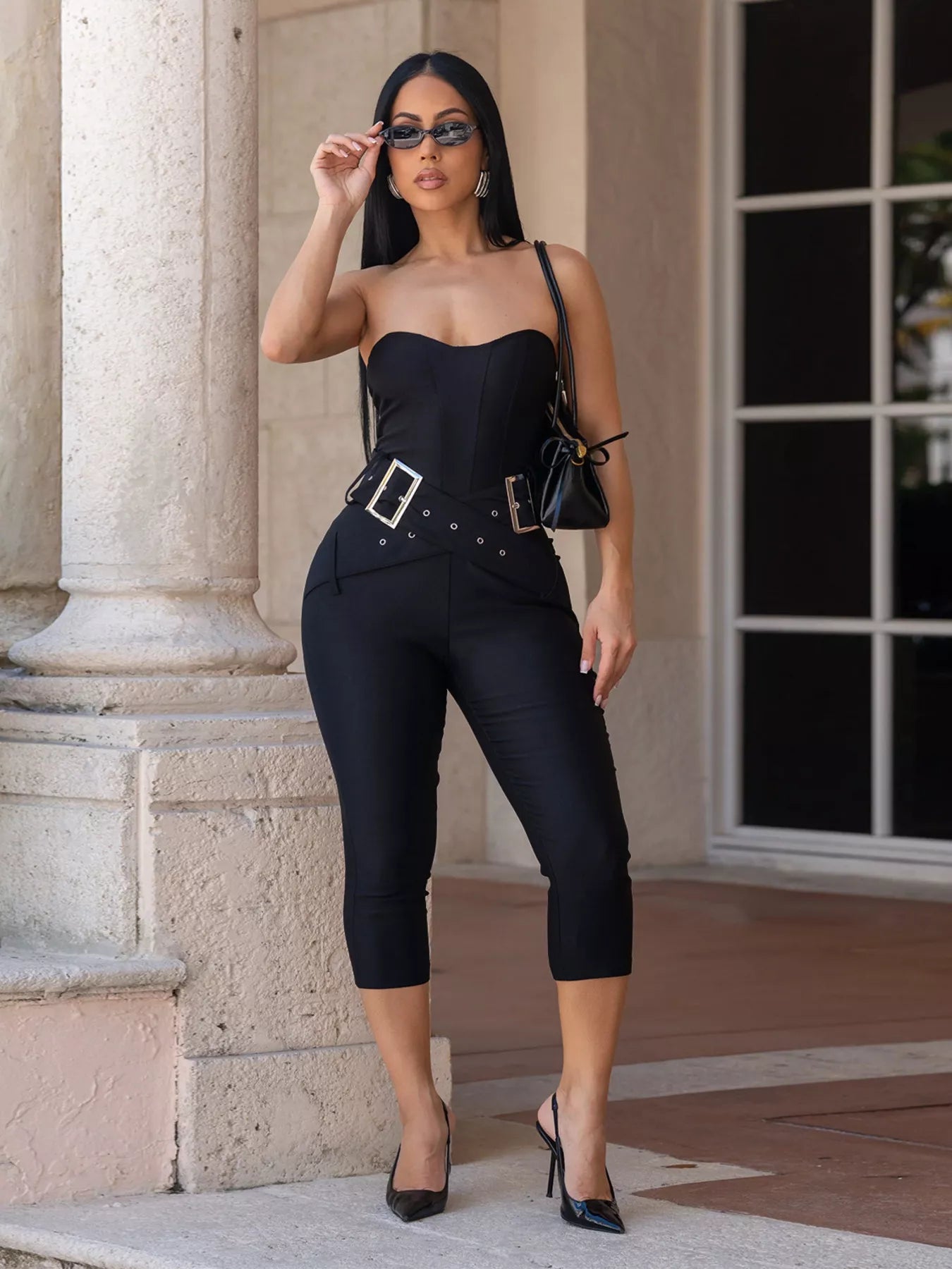 Belted Tube Skinny Jumpsuit  Shop One Place