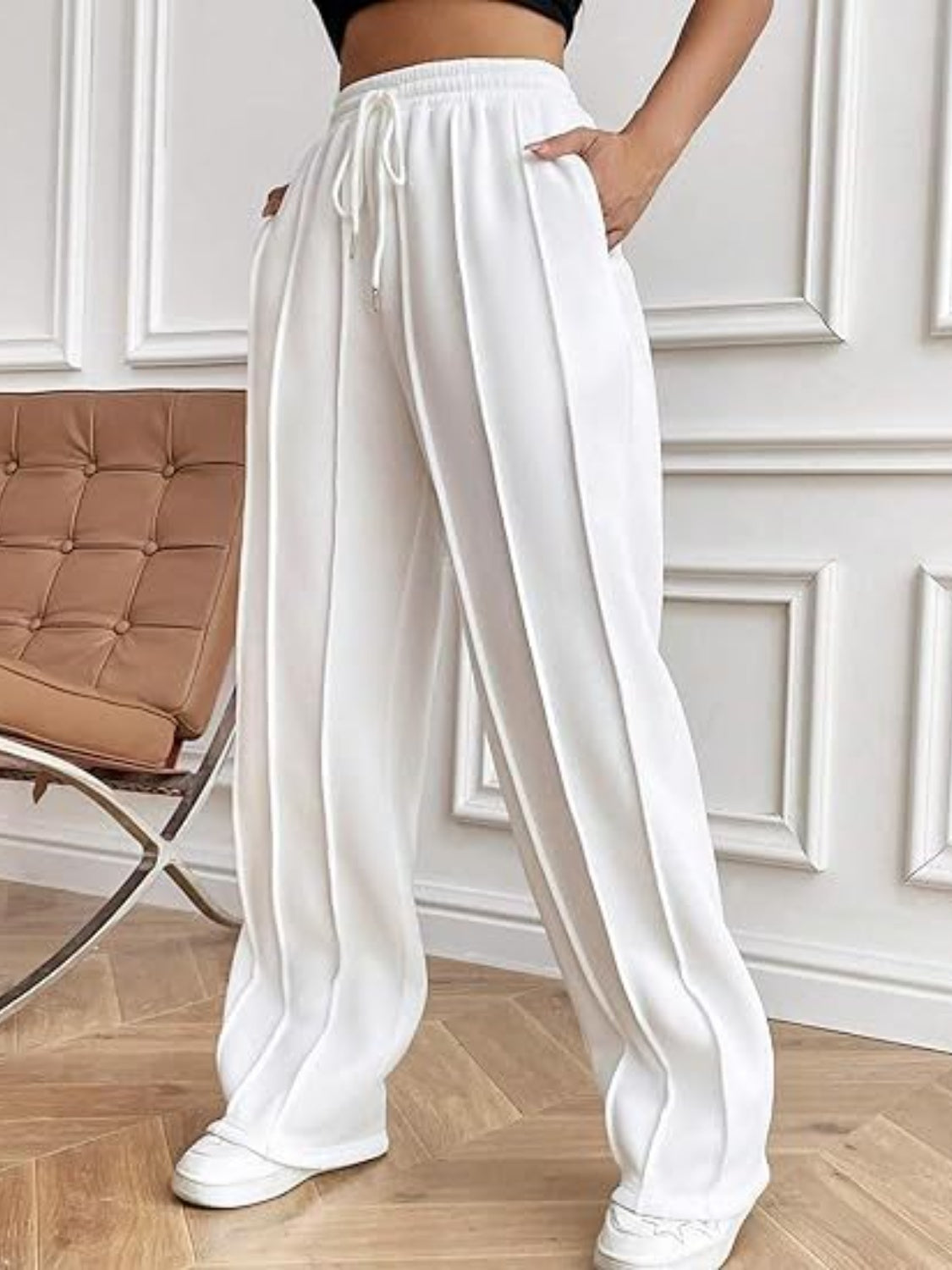 Drawstring Wide Leg Pants with Pockets  Shop One Place