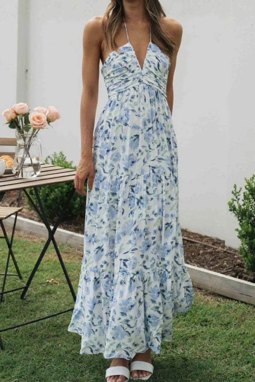 Printed Halter Neck Cami Dress  Shop One Place