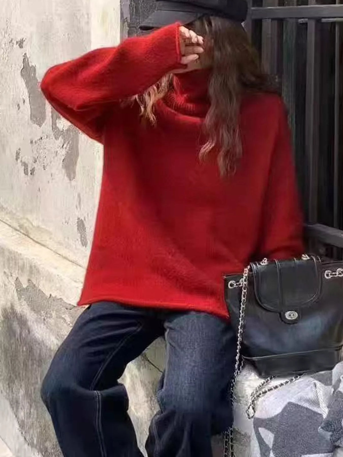 Women's Turtleneck Drop Shoulder Sweater – view 5