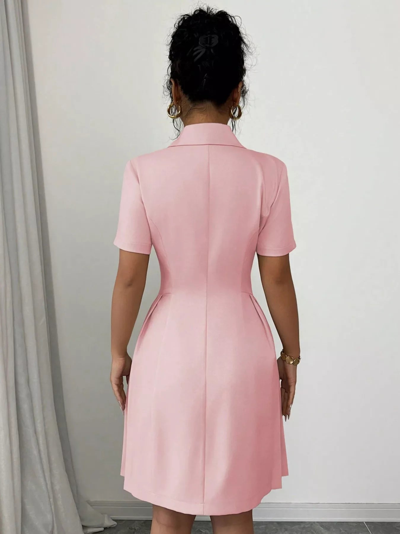 Double-Breasted Pleated Blazer Dress  Shop One Place