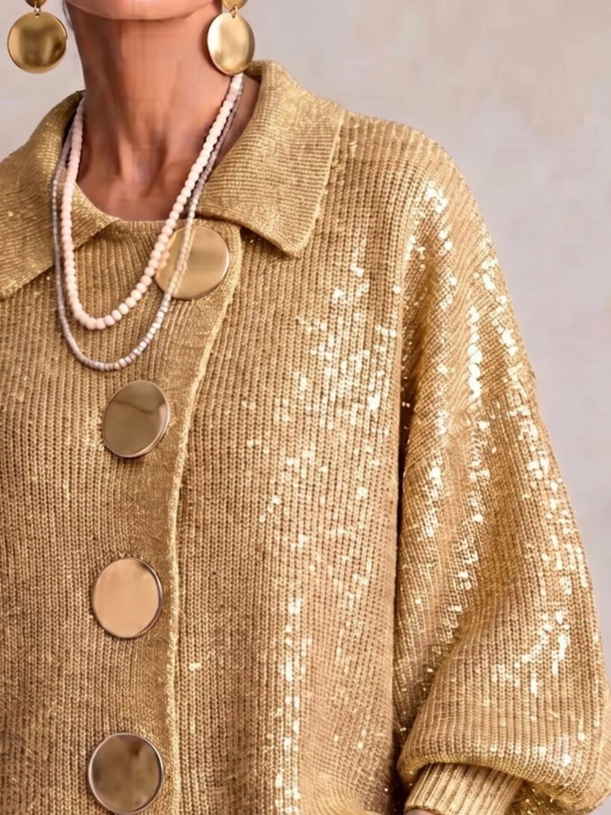 Full Size Collared Wavy Hem Knit Cardigan with Metal Button Plus Size  Shop One Place