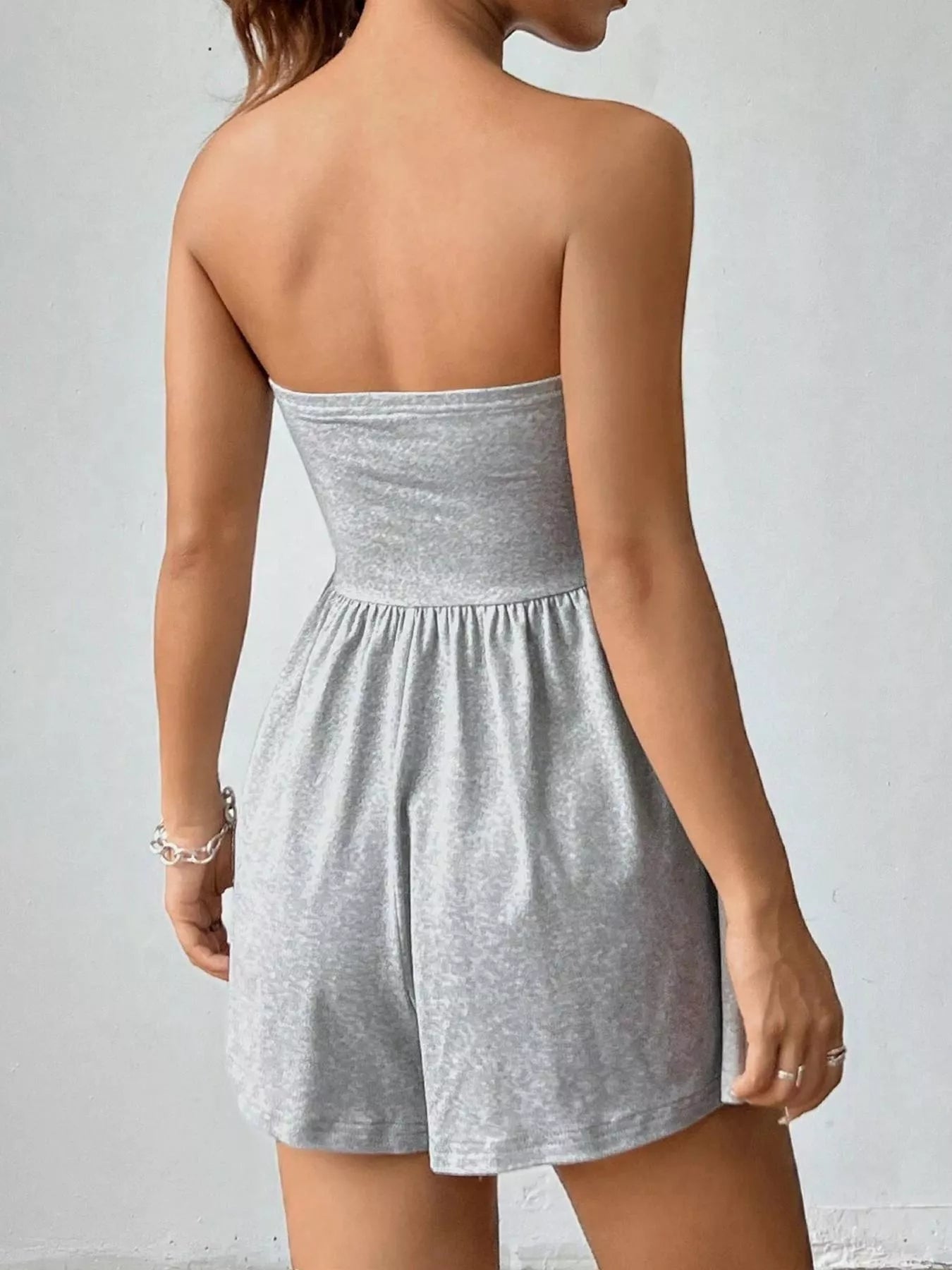 Strapless Ruched Waist Romper – Stretchy Cotton Blend Women’s Playsuit  Shop One Place