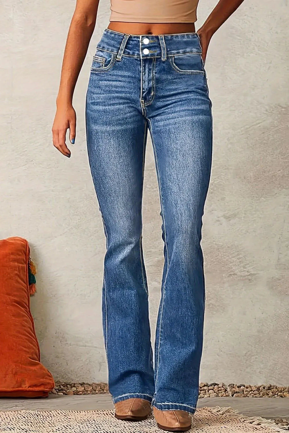 Cat Whisker Washed Bootcut Jeans  Shop One Place