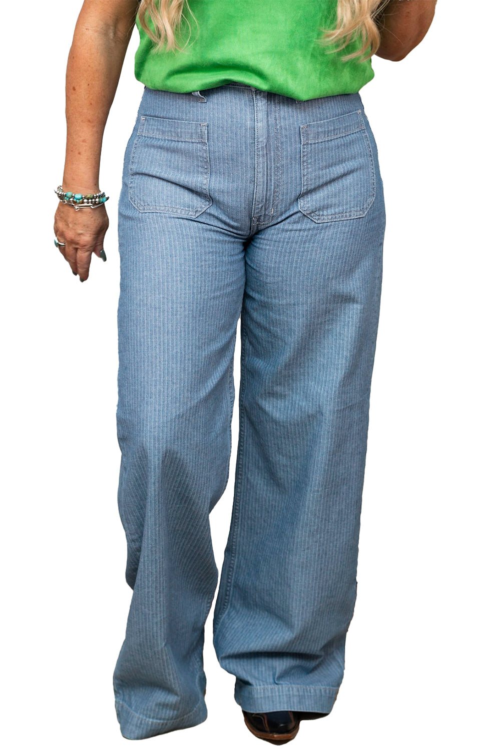 Dusk Blue Patched Pocket Textured Wide Leg Plus Size Jeans  Shop One Place