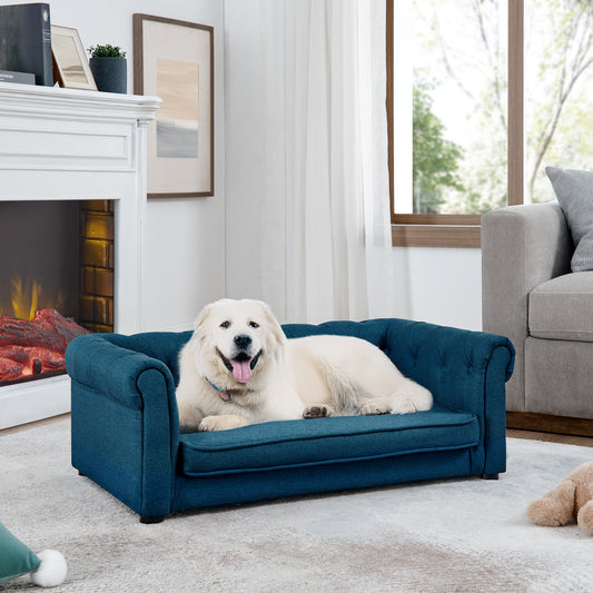 Modern Blue Elevated Dog Sofa – Stylish & Comfortable for Medium to Large Dogs!  Shop One Place