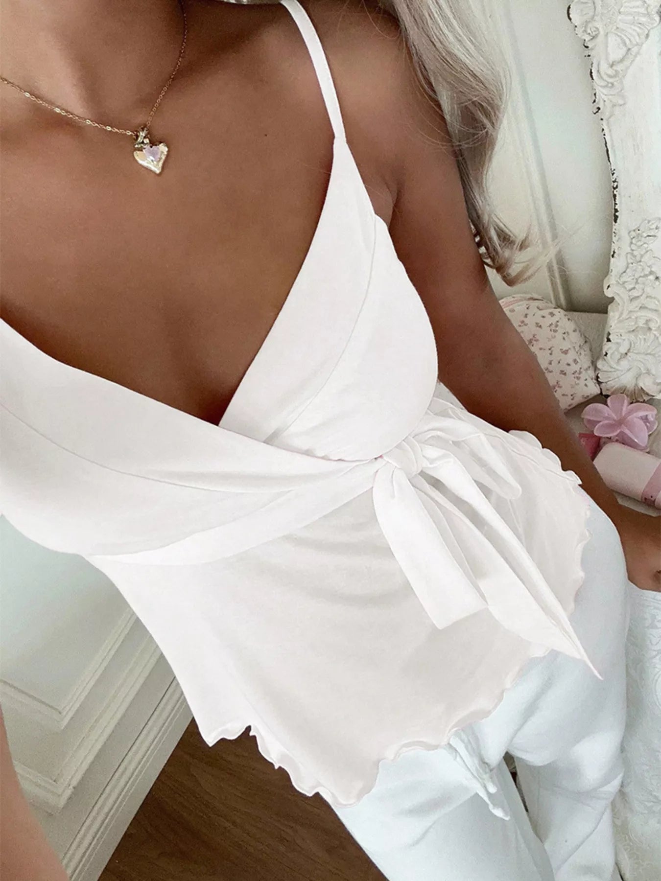 Wrap Tie Surplice Cami  Shop One Place