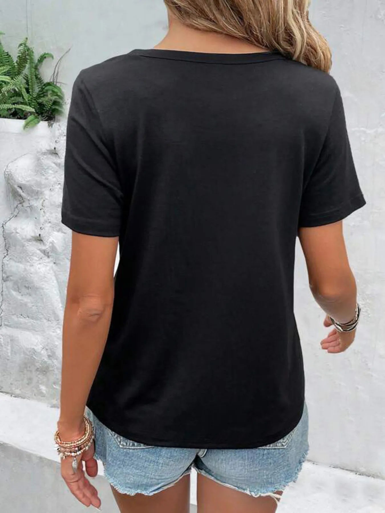 Hollow Out Neckline Short Sleeve T-Shirt  Shop One Place