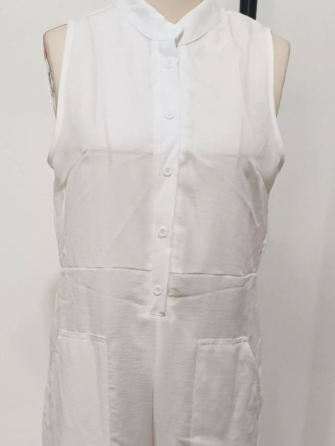 Full Size Button Front Sleeveless Jumpsuit Plus Size  Shop One Place