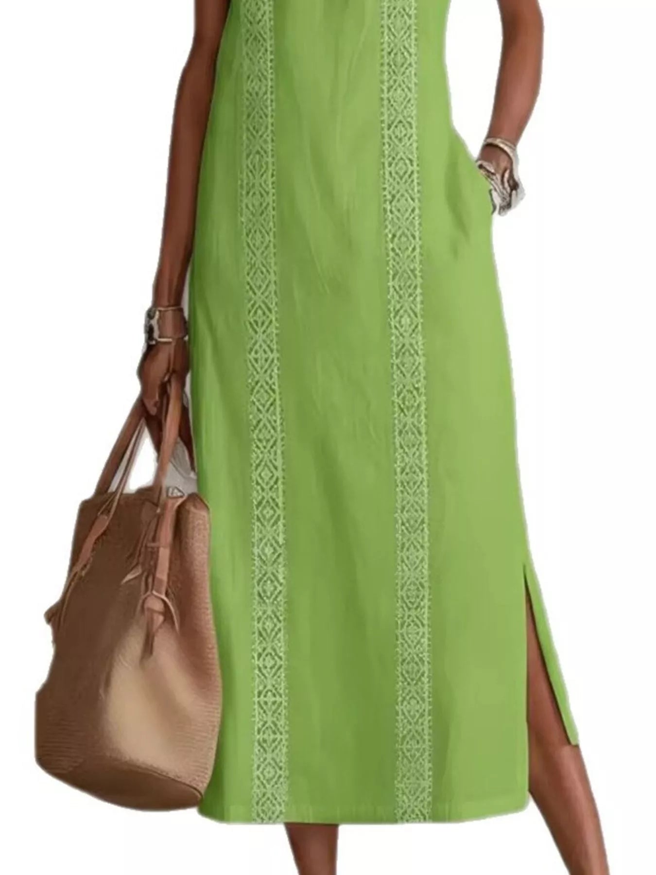 Full Size Side Slit Sleeveless Midi Dress Plus Size  Shop One Place