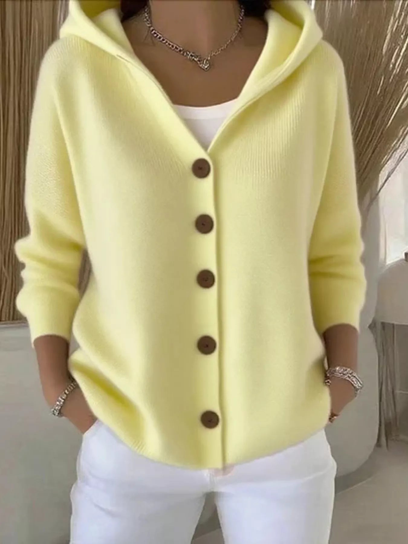 Full Size Hooded Button-Front Soft Knit Cardigan Plus Size  Shop One Place