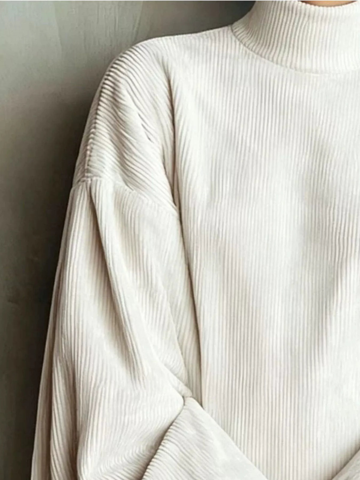 Full Size Corduroy Mock Neck Lantern Sleeve Mini Dress Plus Size  Shop One Place