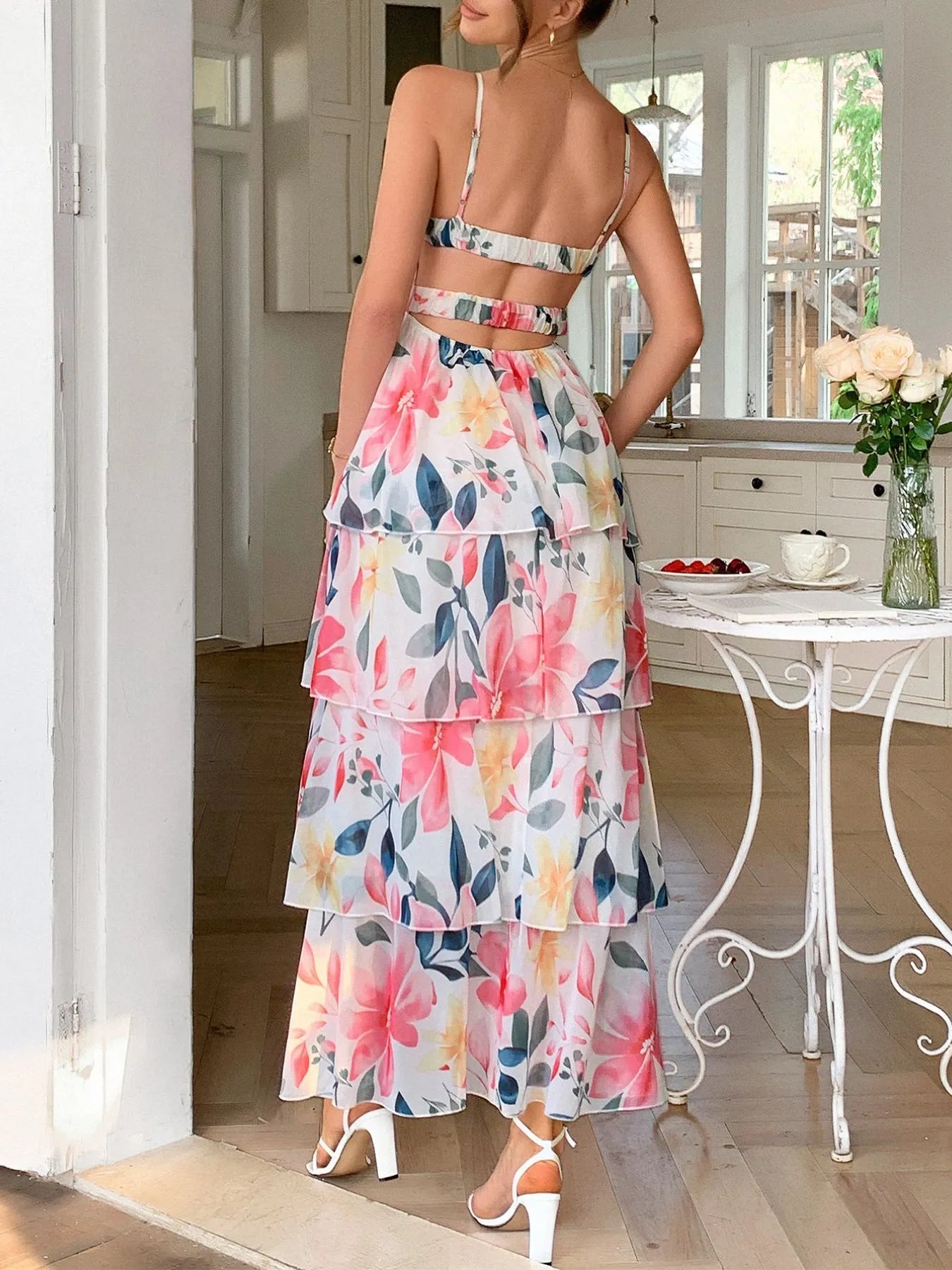 Floral Print Layered Maxi Cami Dress  Shop One Place