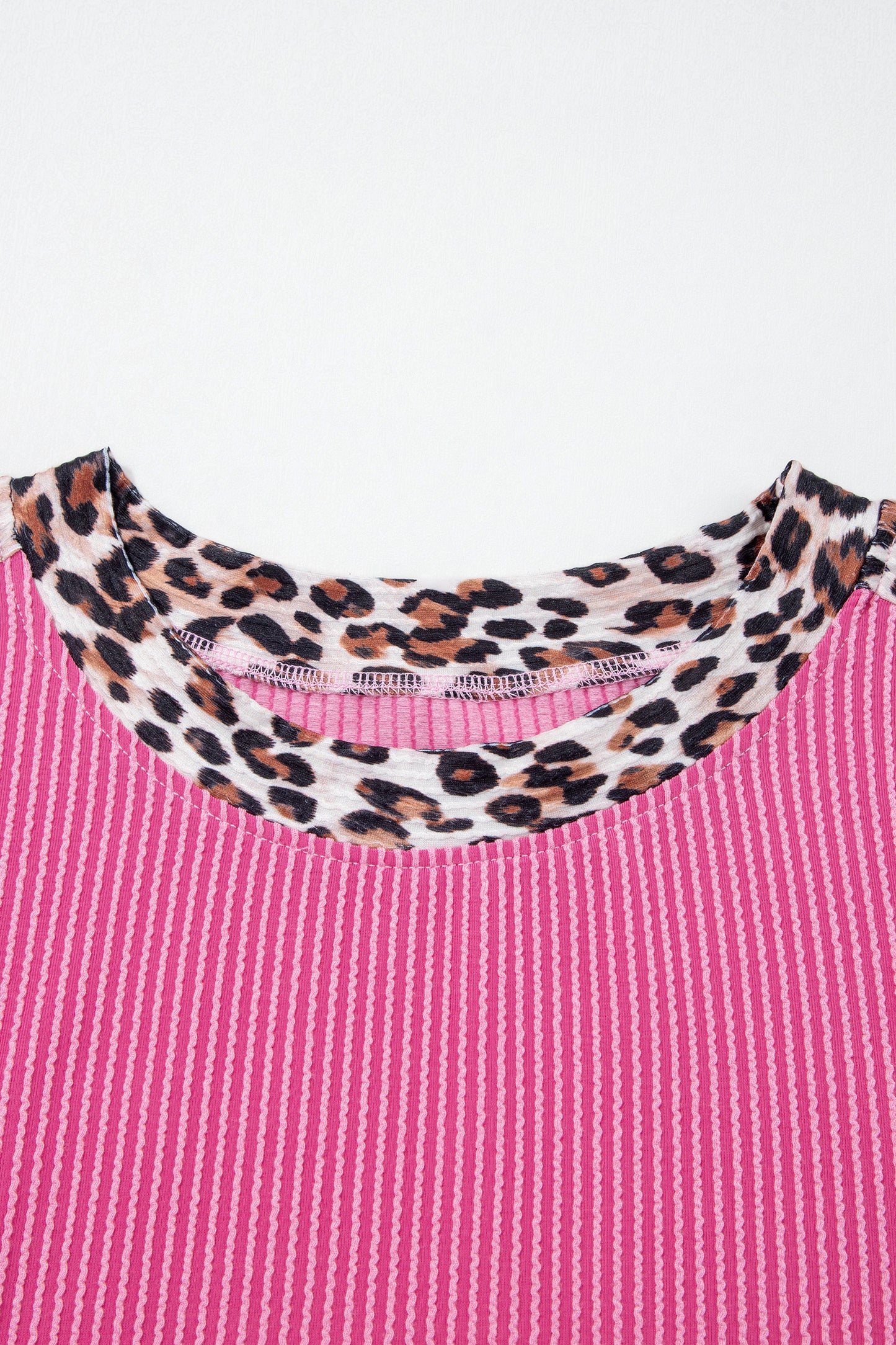 Sky Blue Leopard Trim Twist Ribbed Short Set  Shop One Place