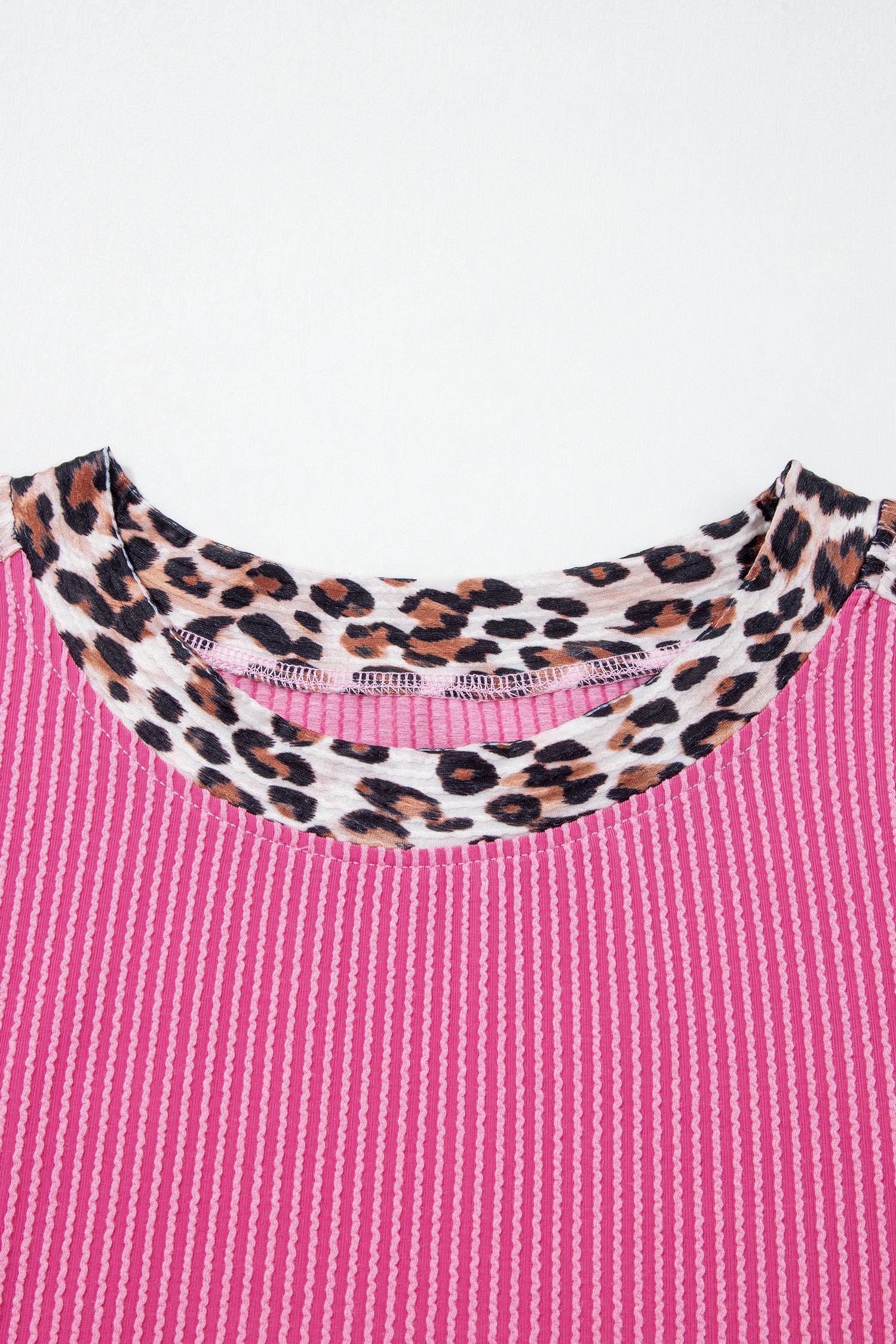 Sky Blue Leopard Trim Twist Ribbed Short Set  Shop One Place