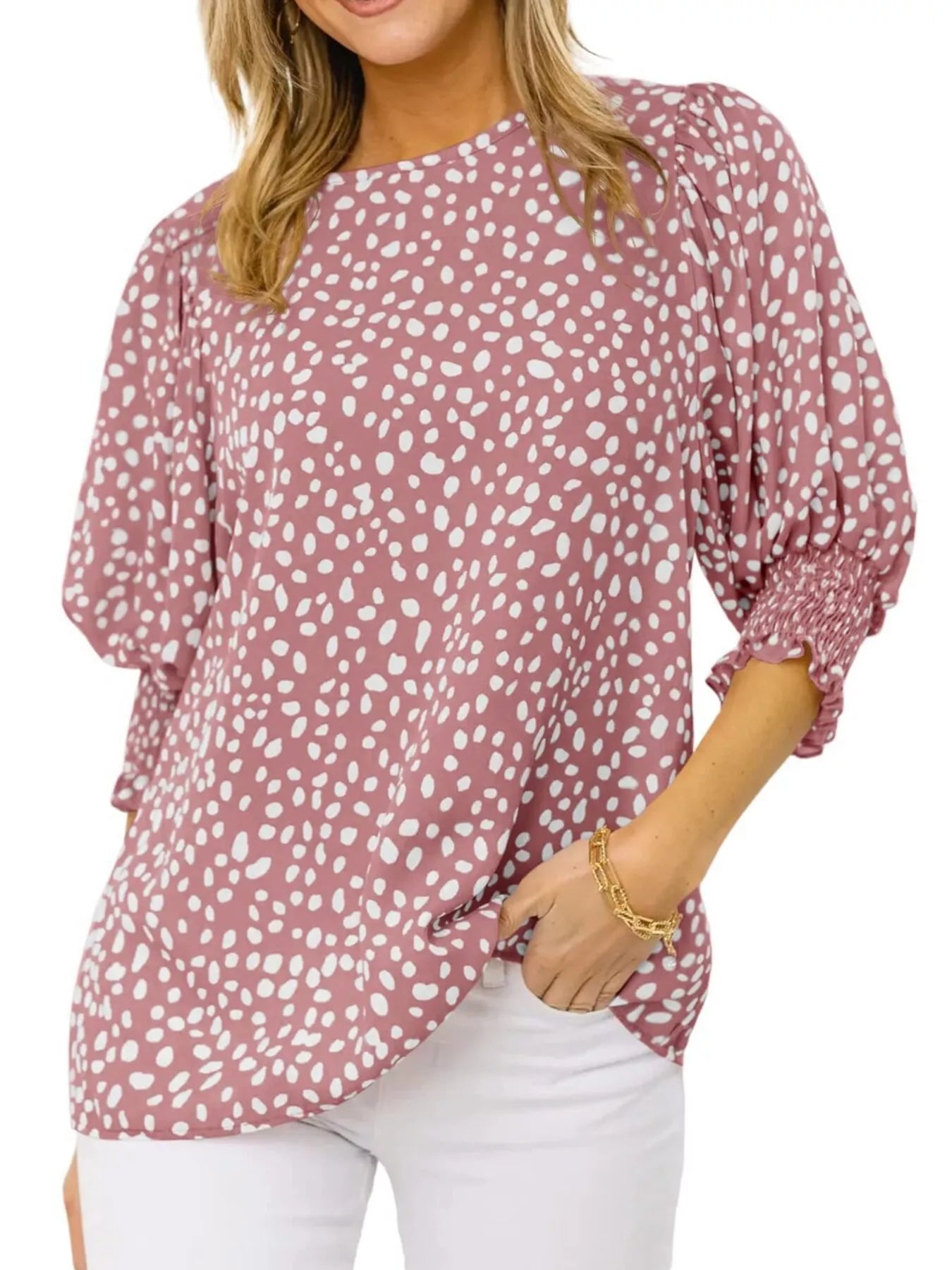 Animal Print Half Sleeve Blouse  Shop One Place