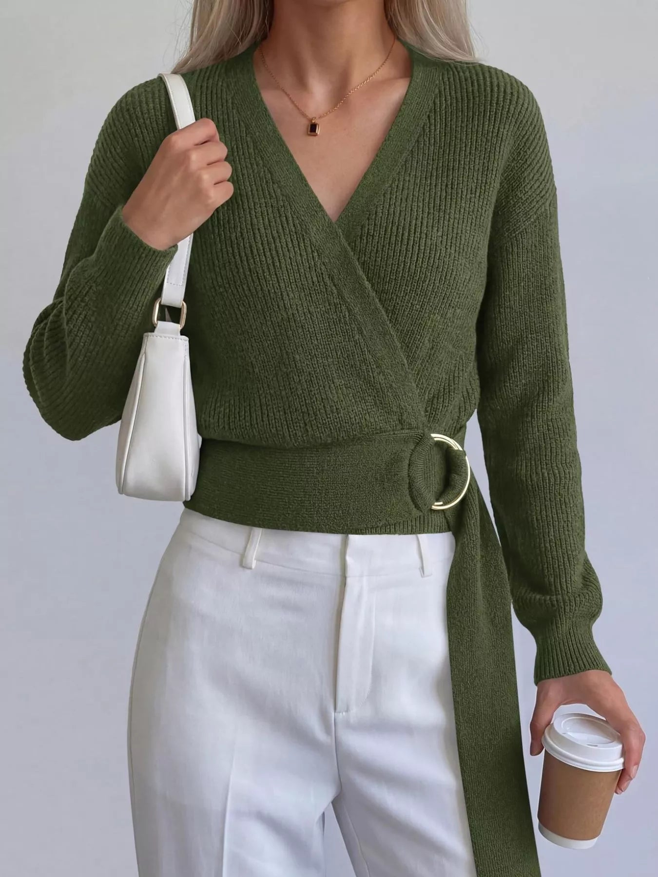 Metal Ring Detail Dropped Shoulder Sweater  Shop One Place