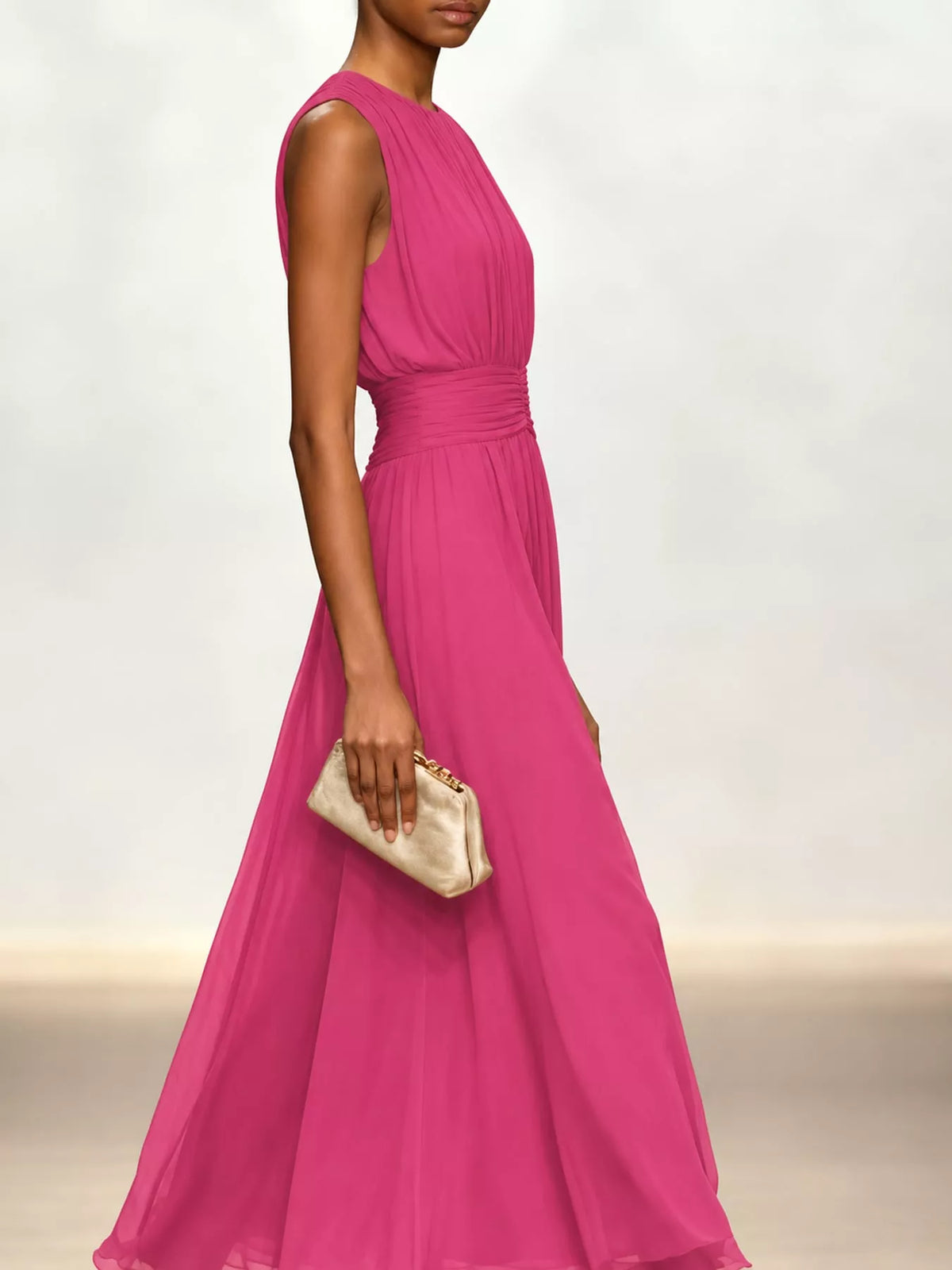Women's Sleeveless Ruched Chiffon Maxi Dress – view 16