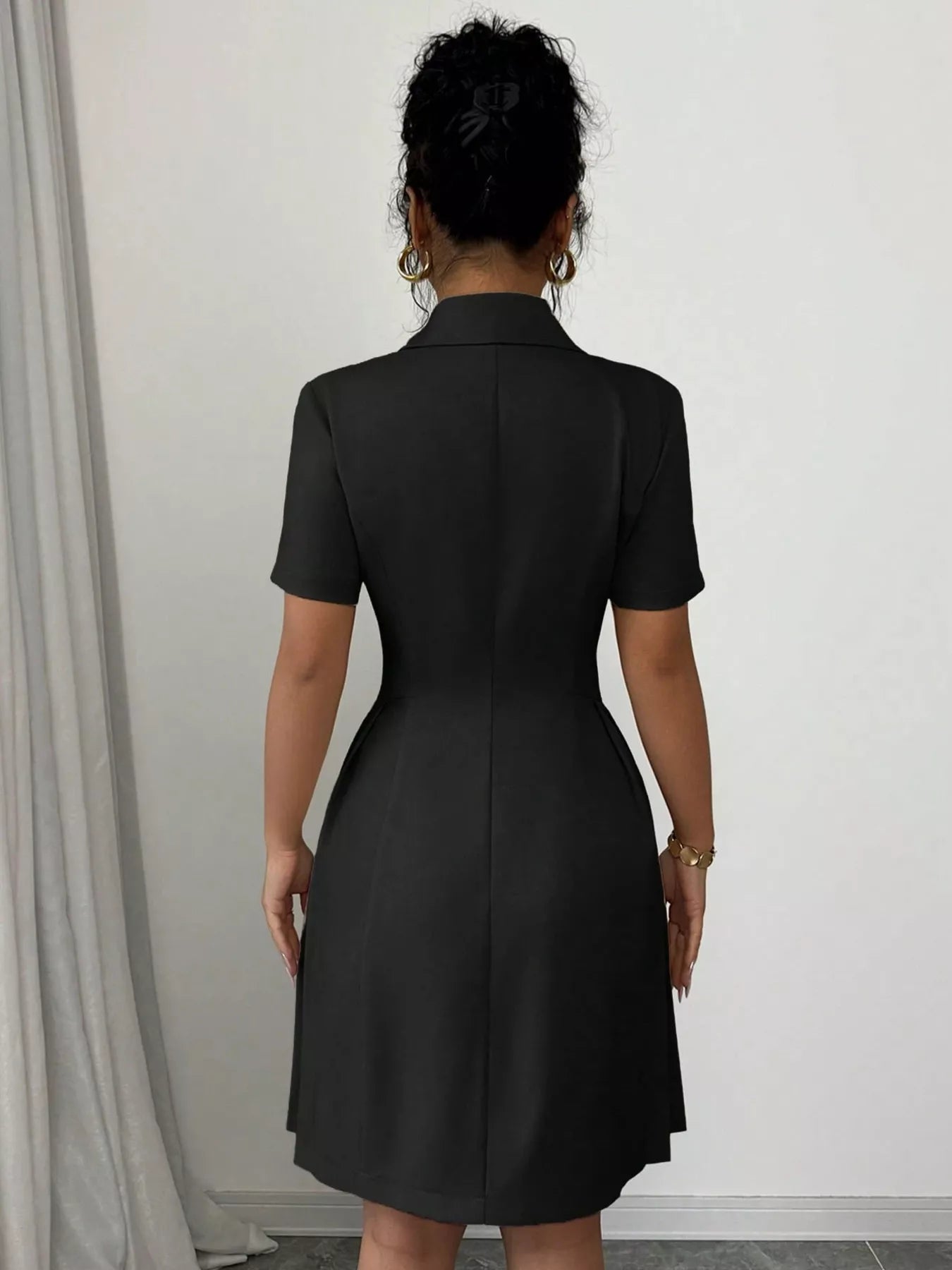 Double-Breasted Pleated Blazer Dress  Shop One Place