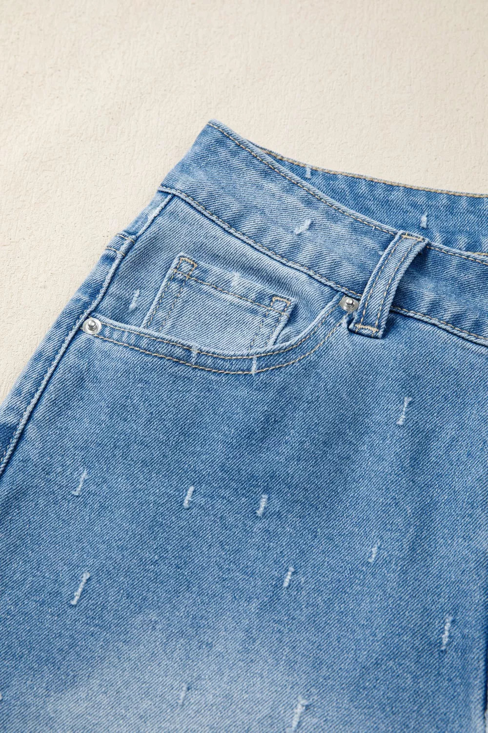 Distressed Detail Tummy Control Raw Hem Jeans  Shop One Place
