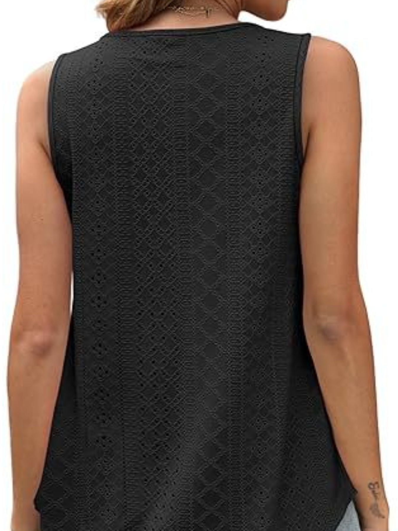 Eyelet Scoop Neck Tank  Shop One Place