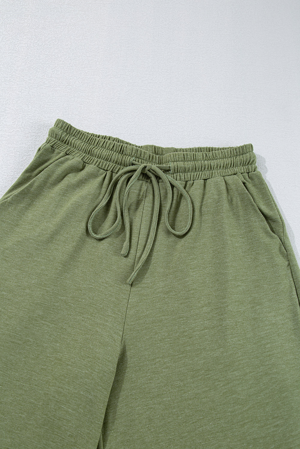 Jungle Green Solid Color Ruffle Hem Wide Leg Pants  Shop One Place