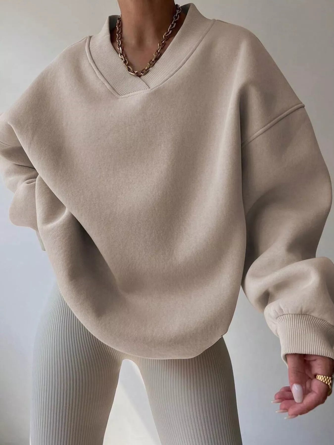 Dropped Shoulder Long Sleeve Oversized Sweatshirt  Shop One Place