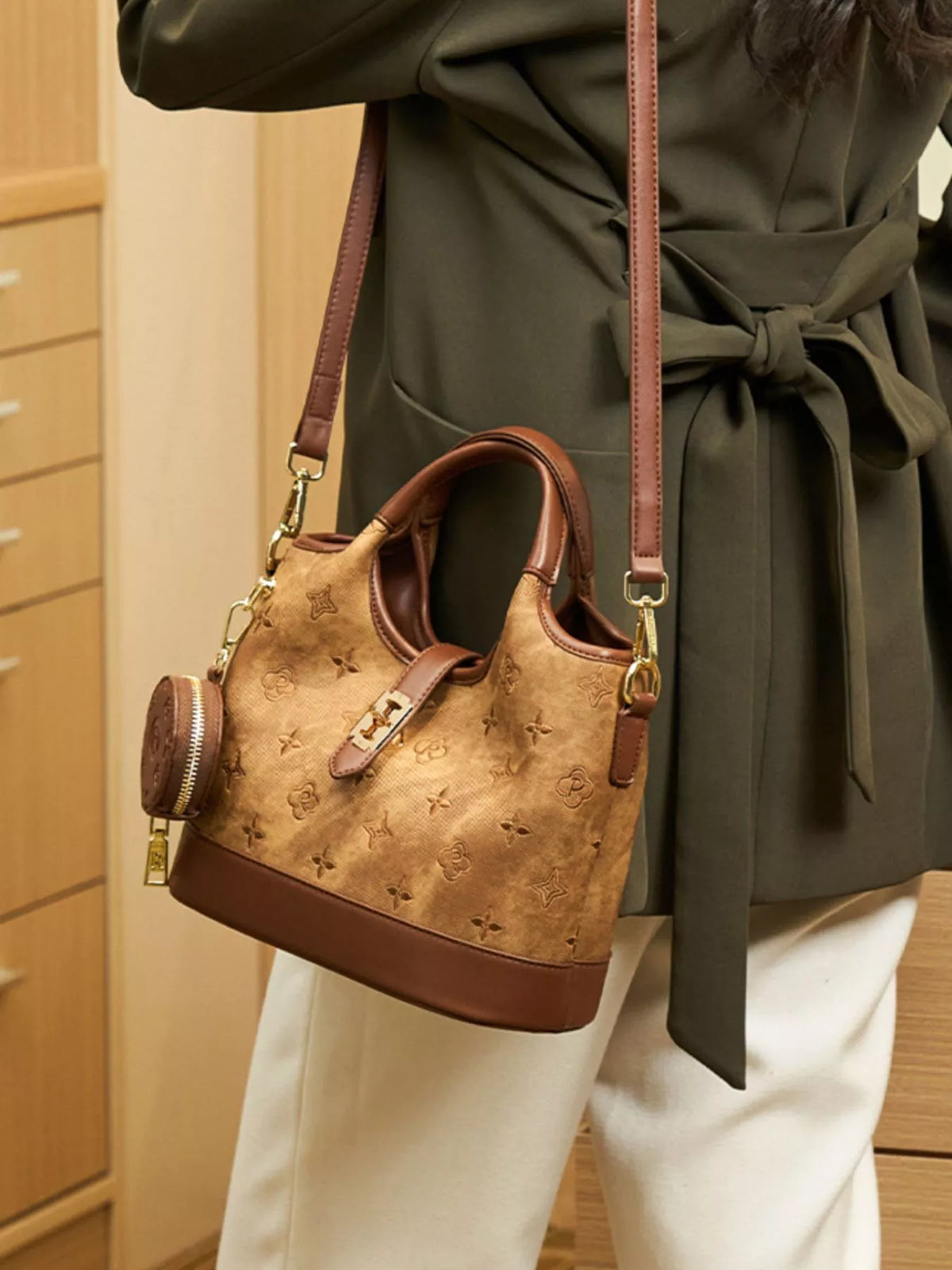 Embossed Crossbody Bag with Detachable Coin Pouch – view 9