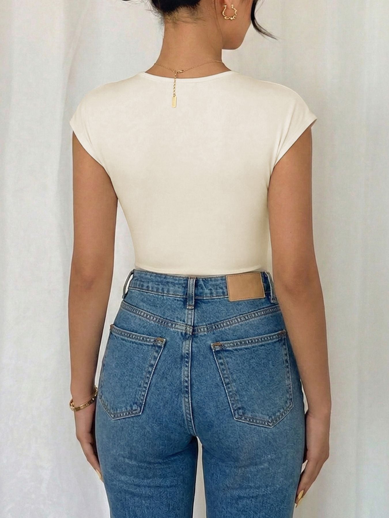 Surplice Cap Sleeve Bodysuit  Shop One Place