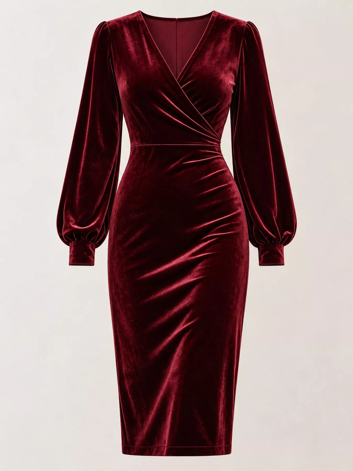 Women's Velvet Long Sleeve Wrap Dress – view 16