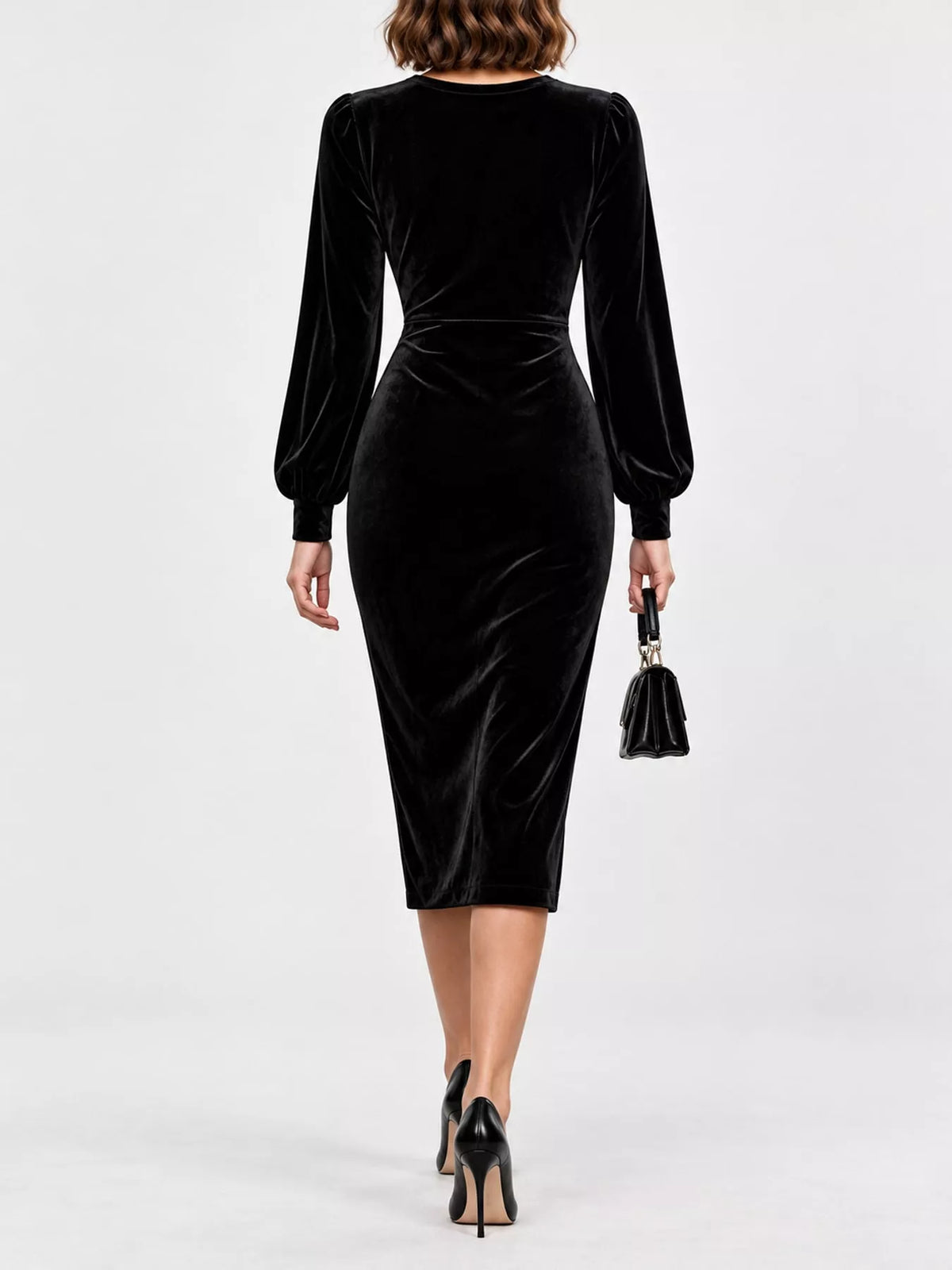 Women's Velvet Long Sleeve Wrap Dress – view 26
