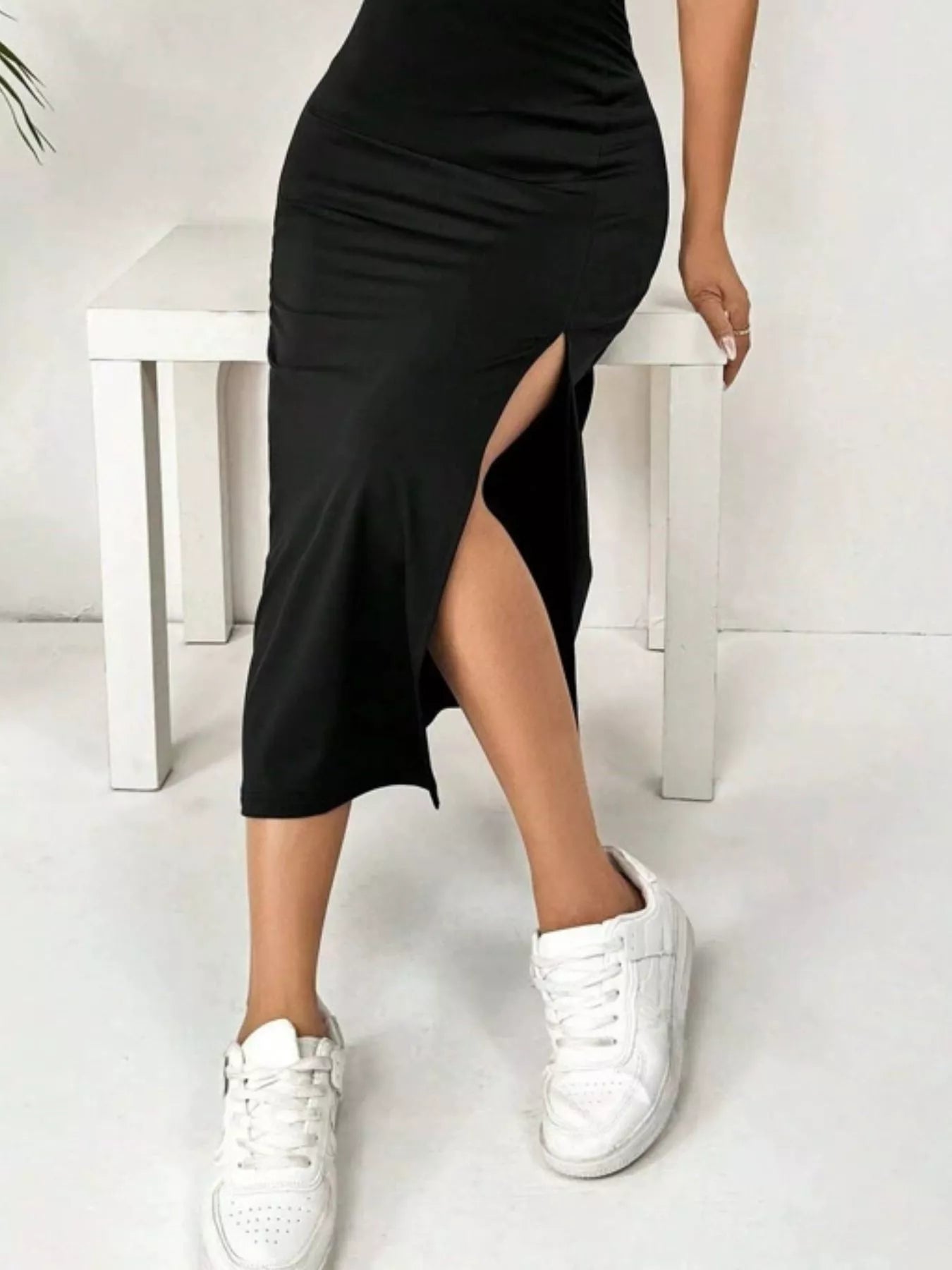 Slit Spaghetti Strap Midi Dress  Shop One Place