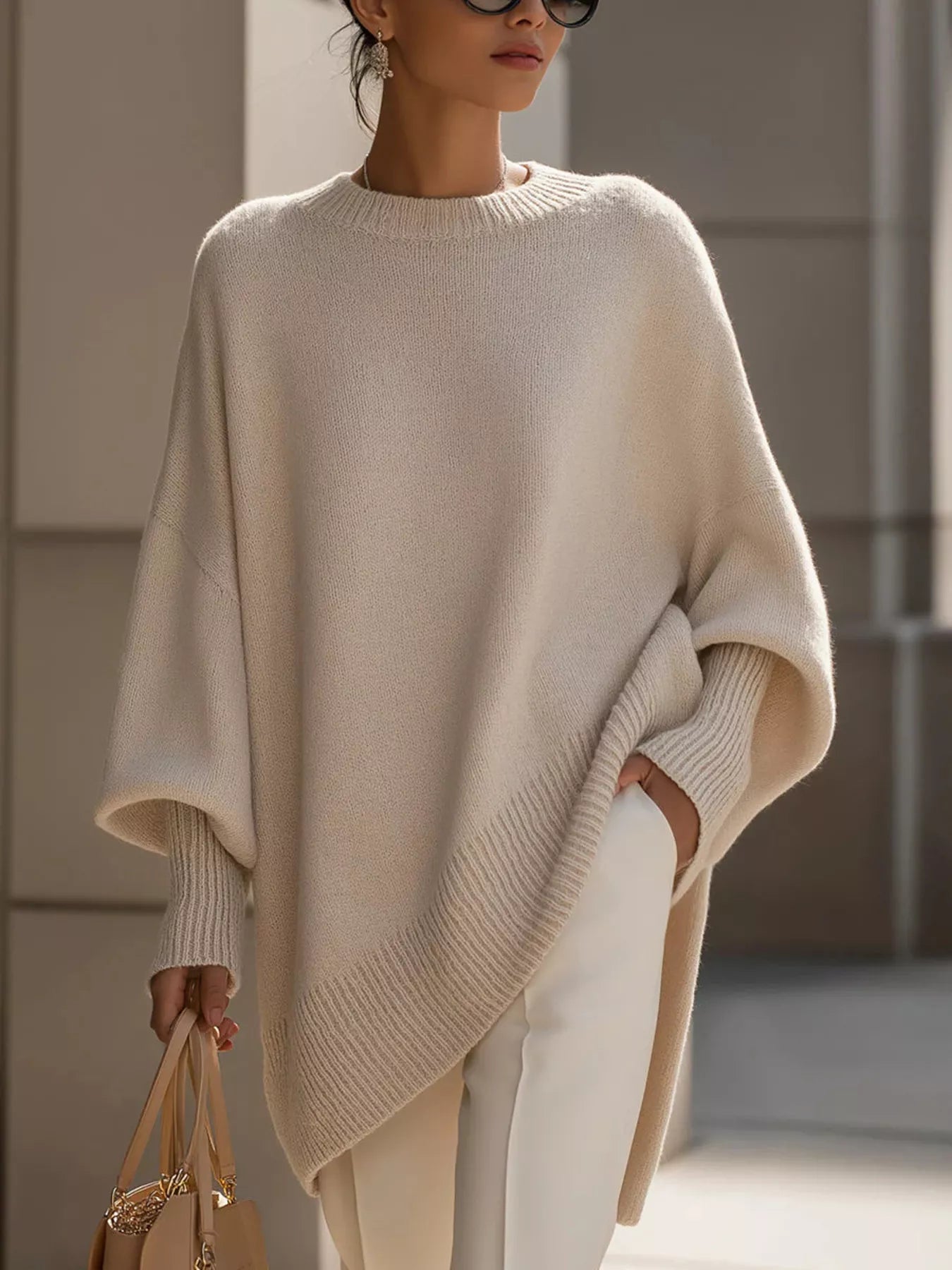 Oversized Batwing Sleeve Knit Sweater  Shop One Place